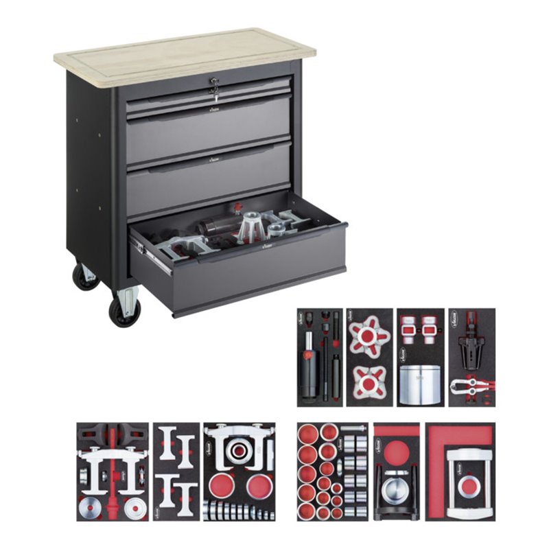 VIGOR Fahrwerk-Werkstattwagen mit Sortiment V5161 Gesamtlänge: 907 mm