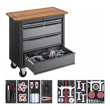 VIGOR Fahrwerk-Werkstattwagen mit Sortiment V5160 Gesamtlänge: 907 mm Anzahl Werkzeuge: 66