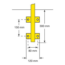 Moravia Schutzbügel aus Stahl für innen schwarz/gelb 1300 x 1000 mm zur Wandmontage