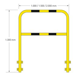 Moravia Schutzbügel aus Stahl für innen schwarz/gelb 1300 x 2000 mm zur Wandmontage