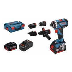 Bosch Akku-Bohrschrauber GSR 18V-60 FC mit 2 x 5,0 Ah Li-Ion Akku 3 Aufsätze L-BOXX