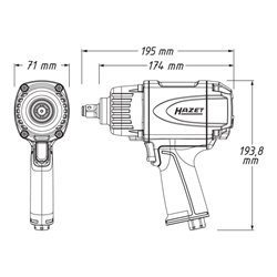 HAZET Schlagschrauber 9012P-1 Lösemoment maximal: 1000 Nm Vierkant massiv 12,5 mm (1/2 Zoll) Hochleistungs-Doppelhammer-Schlagwe