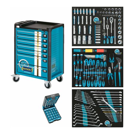 HAZET Werkstattwagen Assistent mit Sortiment 179-7/178 Schubladen flach: 5 x 80 x 527 x 398 mm Anzahl Werkzeuge: 178