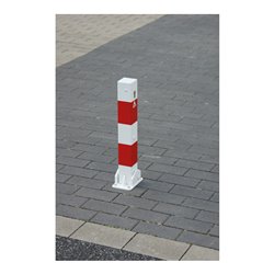 Schake Absperrpfosten Typ 4715FUB, umlegbar, Vierkantrohr 70x70mm, Überflur 500 mm, für Dübelbefestigung + Dreikantverschluß, we