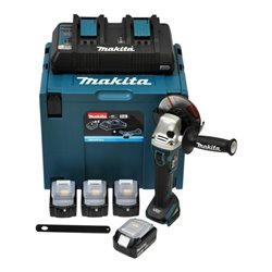 Makita Power Source Kit Li 18 V mit Akku-Winkelschleifer 18 V DGA504Z, 4x Akku BL 1830B uvm.