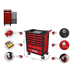 KS Tools RACINGline+ SCHWARZ/ROT Werkstattwagen mit 7 Schubladen