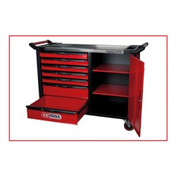 KS Tools RACINGline+ SCHWARZ/ROT Werkstattwagen mit 7 Schubladen und 1 Tür
