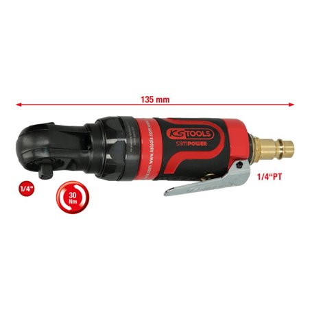 KS Tools 1/4' SlimPOWER Mini-Druckluft-Umschaltratsche 30Nm