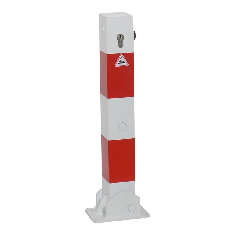 Schake Absperrpfosten Typ 4715UZ, umlegbar Vierkantrohr 70x70 mm, Überflur 500 mm, für Dübelbefestigung + Profilzylinder feuerve