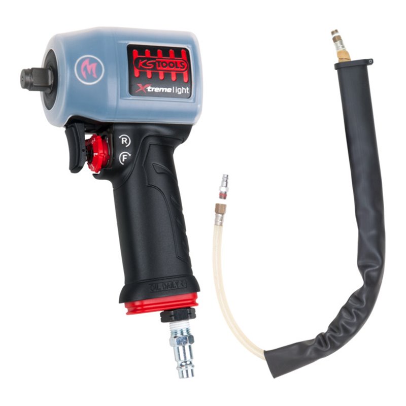 KS Tools 1/2 Zoll miniMONSTER Xtremelight Hochleistungs-Druckluft-Schlagschrauber 1.390 Nm mit Schutzhülle und Geräusch-Reduzier
