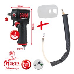 KS Tools 1/2 Zoll miniMONSTER Xtremelight Hochleistungs-Druckluft-Schlagschrauber 1.390 Nm mit Schutzhülle und Geräusch-Reduzier