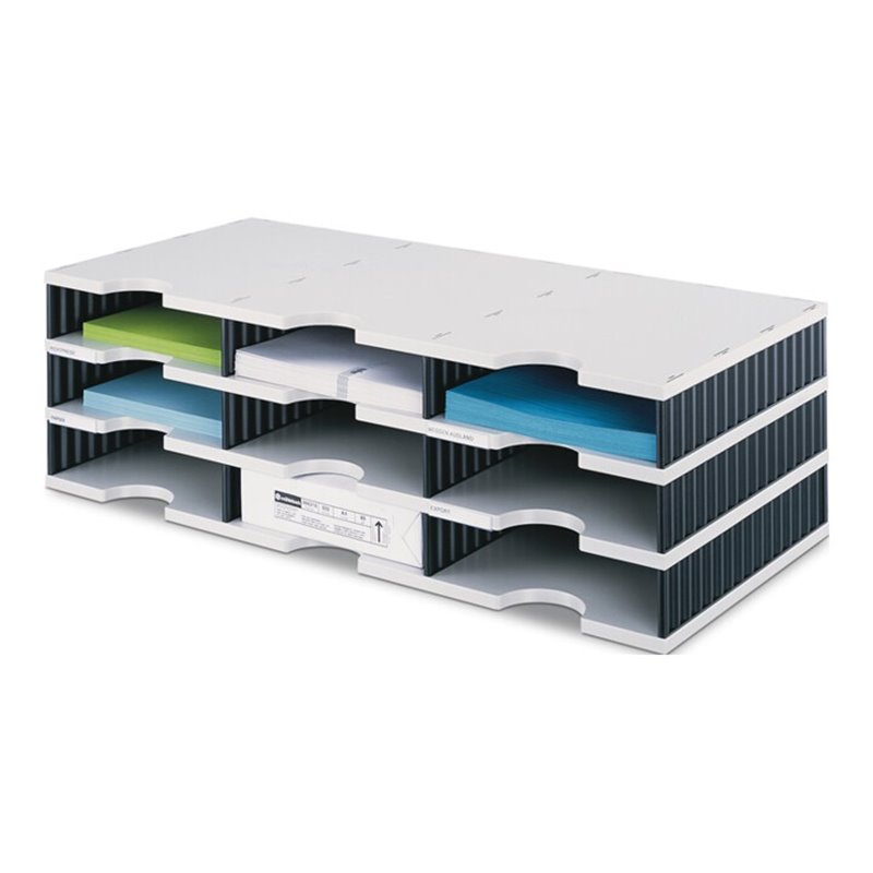 Sortierablage Trio 12 Fächer H293xB723xT331mm Polystyrol grau/schwarz STYRO