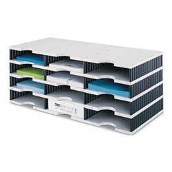 Sortierablage Trio 12 Fächer H293xB723xT331mm Polystyrol grau/schwarz STYRO
