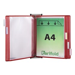 Wandhalter 5 Sichttafeln rot m.Drahtrahmen,ku.-ummantelt f.DIN A4