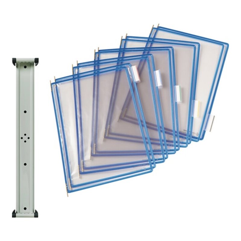 Wandhalter 10 Sichttafeln blau m.Drahtrahmen,ku.-ummantelt f.DIN A4