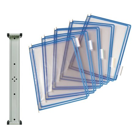 Wandhalter 10 Sichttafeln blau m.Drahtrahmen,ku.-ummantelt f.DIN A4