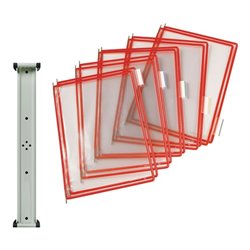 Wandhalter 10 Sichttafeln rot m.Drahtrahmen,ku.-ummantelt f.DIN A4