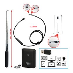 KS Tools Wi-Fi-Videoskop-Satz mit Durchmesser 5,5 mm 0° HD Frontkamera-Sonde, 7-tlg.