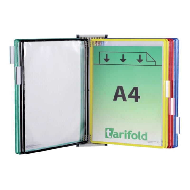 Wandhalter 10 Sichttafeln farbig sortiert m.Drahtrahmen,ku.-ummantelt f.DIN A4