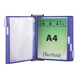 Wandhalter 5 Sichttafeln blau m.Drahtrahmen,ku.-ummantelt f.DIN A4