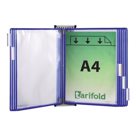 Wandhalter 5 Sichttafeln blau m.Drahtrahmen,ku.-ummantelt f.DIN A4