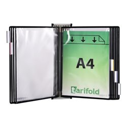 Wandhalter 5 Sichttafeln schwarz m.Drahtrahmen,ku.-ummantelt f.DIN A4