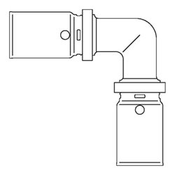 Oventrop Press-Winkel 90° Cofit P Rotguss/Edelstahl 26 x 26 mm