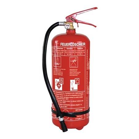 GEV Pulverfeuerlöscher FLP 087 6kg Brandkl.34 A 183 B C m.Manometer,m.Halter