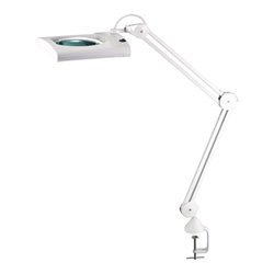 LED-Lupenleuchten 190,5mm (7,5 Zoll) m. Abdeckung,eckiger Kopf weiß m. Tischklem
