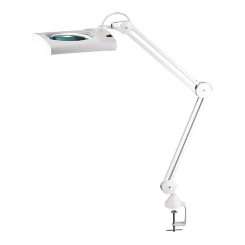 LED-Lupenleuchten 190,5mm (7,5 Zoll) m. Abdeckung,eckiger Kopf weiß m. Tischklem