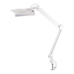 LED-Lupenleuchten 190,5mm (7,5 Zoll) m. Abdeckung,eckiger Kopf weiß m. Tischklem