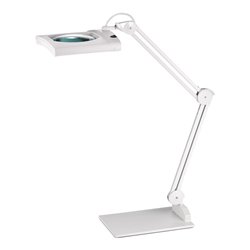 LED-Lupenleuchte Glaslinse 190,5mm (7,5″) Standfuß weiß Abdeck.,eckiger Kopf