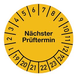 Mehrjahresprüfplakette D20 mm Nächster Prüftermin 2019-2024 Folie Btla