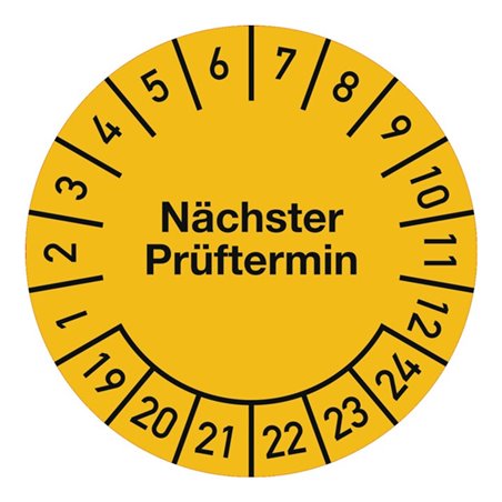 Mehrjahresprüfplakette D20 mm Nächster Prüftermin 2019-2024 Folie Btla