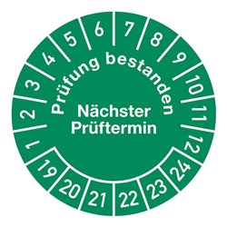 Mehrjahresprüfplakette D.30mm Prüfung bestanden 19-24 Folie Btl.a 100 St.