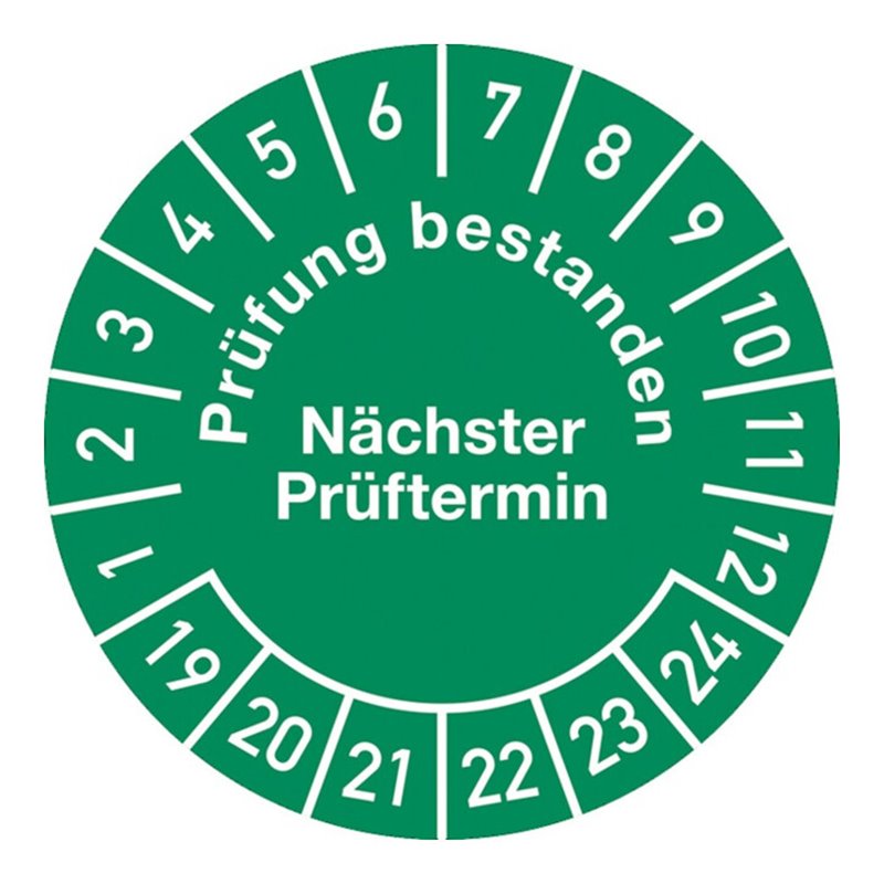Mehrjahresprüfplakette D.30mm Prüfung bestanden 19-24 Folie Btl.a 100 St.