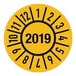 Einjahresprüfplakette D.30mm Jahr 2019 m.Monaten Folie Btl.a 100 St.