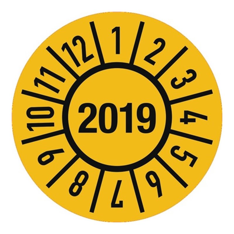 Einjahresprüfplakette D.30mm Jahr 2019 m.Monaten Folie Btl.a 100 St.