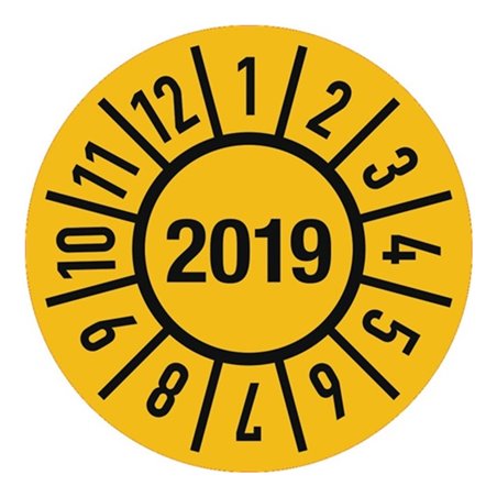 Einjahresprüfplakette D.30mm Jahr 2019 m.Monaten Folie Btl.a 100 St.