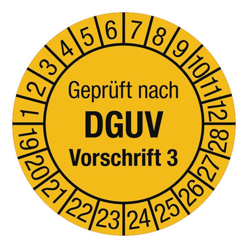 Mehrjahresprüfplakette D.30mm Geprüft n.DGUV3 19-28 Folie Btl.a 100 St.
