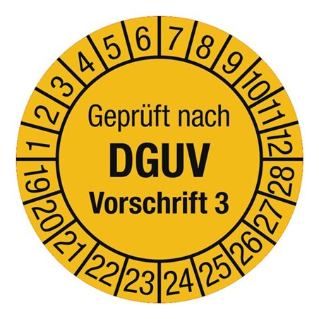 Mehrjahresprüfplakette D.30mm Geprüft n.DGUV3 19-28 Folie Btl.a 100 St.