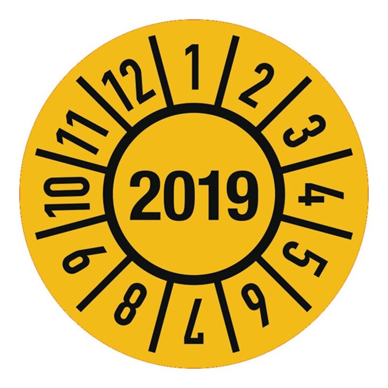 Einjahresprüfplakette D.15mm Jahr 2019 m.Monaten Folie Btl.a 100 St.
