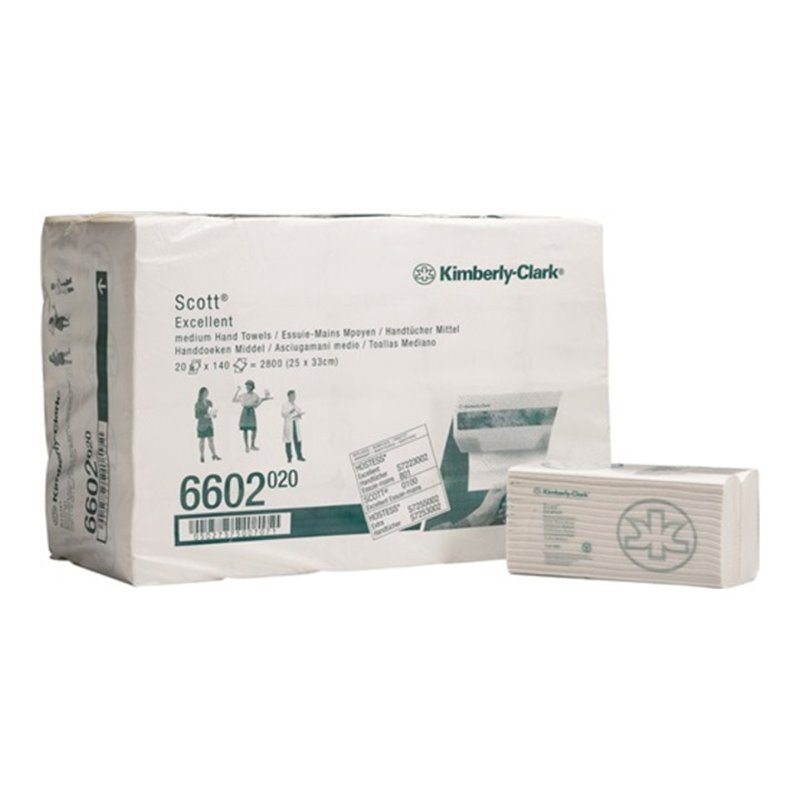 Handtuch Scott 6602 2-lagig weiß L330xB250ca.mm 20 Päckchen x140 Tü.