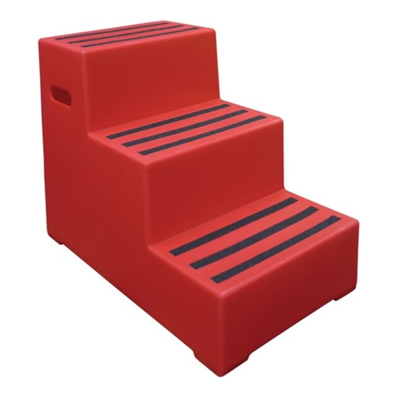 Schwerlasttritt Stufen 3 Plattform-H.620mm Ku.rot