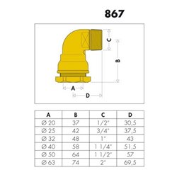 Caleffi Winkelverschraubung 867 Messing 63 x 2' AG