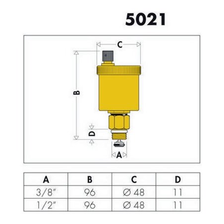 Caleffi Automatischer Schnellentlüfter MINICAL Messing, mit Absperrung 3/8'