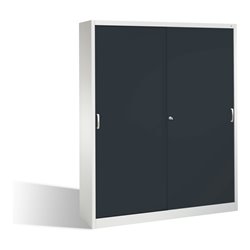 C+P Aktenschrank Acurado mit Schiebetüren 2 x 5 Ordnerhöhen Front Schwarzgrau Korpus Lichtgrau