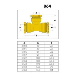 Caleffi T-Stück 864 Messing 50 mm