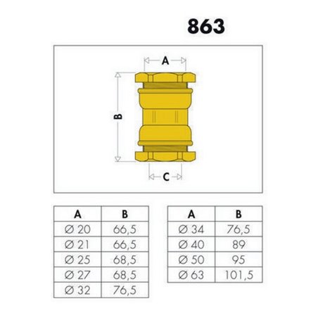 Caleffi Kupplung 863 Messing 63 mm