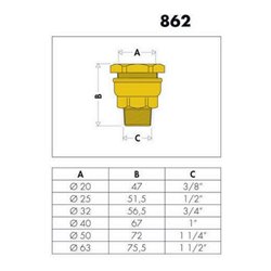Caleffi Anschlussverschraubung 862 Messing, reduziert 63 x 1 1/2' AG